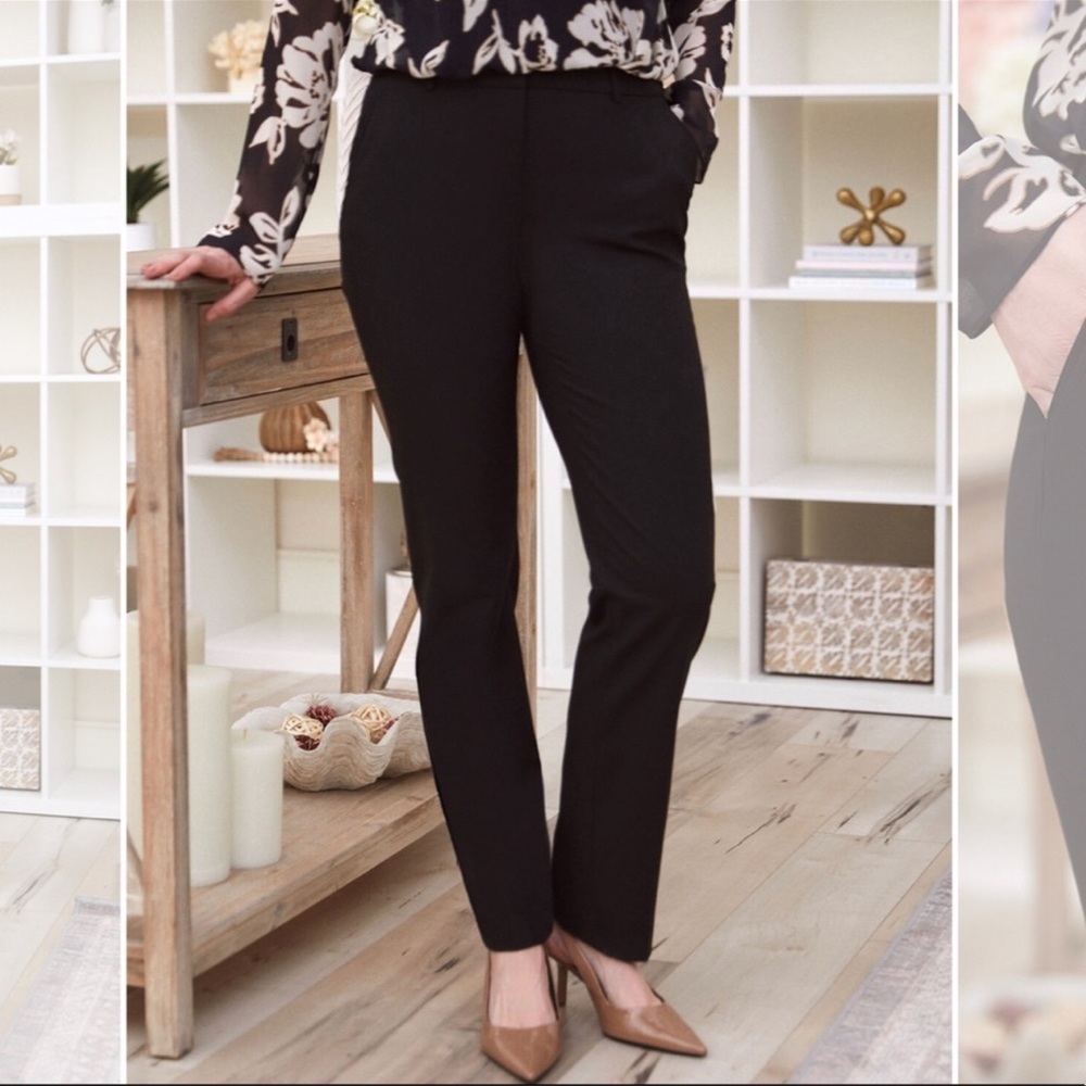 LAURA Modern Fit Black Straight Leg Mid Rise Pants